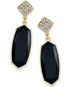 Thalia Sodi Gold-tone Pave And Large Jet Stone Drop Earrings, Only At Macy's