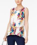 Cable & Gauge Floral-print Pleated Top