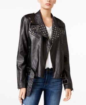 William Rast Kate Embellished Faux-leather Moto Jacket