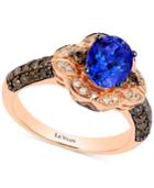 Le Vian Chocolatier Blueberry Tanzanite (1 Ct. T.w) And Diamond (2/3 Ct. T.w) Ring In 14k Rose Gold, Only At Macy's