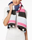 Inc International Concepts Striped Pom Pom Wrap & Scarf In One, Created For Macy's