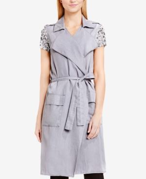 Vince Camuto Printed-sleeve Belted Jacket