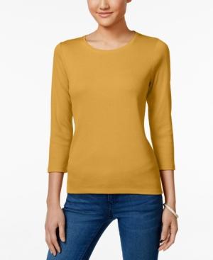 Charter Club Petite Three-quarter-sleeve Top, Created For Macy's
