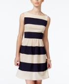 B Darlin Juniors' Striped Fit-and-flare Dress