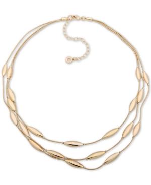 Anne Klein Gold-tone Oval Triple-row Collar Necklace, 16 + 3 Extender