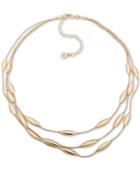 Anne Klein Gold-tone Oval Triple-row Collar Necklace, 16 + 3 Extender