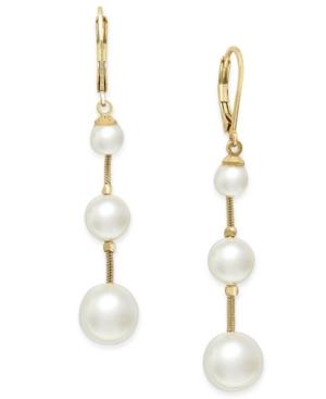 Charter Club Gold-tone Imitation Pearl Triple Drop Earrings, Only At Macy's