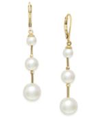 Charter Club Gold-tone Imitation Pearl Triple Drop Earrings, Only At Macy's