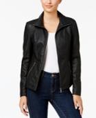 Style & Co Faux-leather Moto Jacket, Created For Macy's
