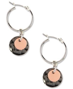 Nine West Earrings, Tri-tone Drop Off Hoop Earrings