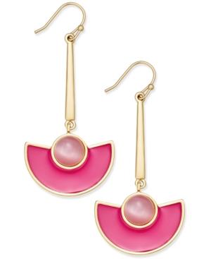 Kate Spade New York 14k Gold-plated Cat's Eye Stone And Pink Enamel Drop Earrings