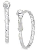 Charter Club Silver-tone Etched Hoop Earrings, Created For Macy's