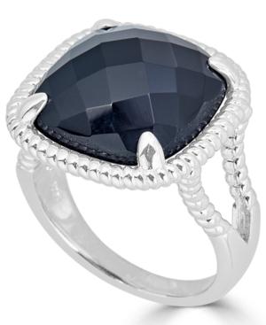 Onyx (16mm) Twist Frame Statement Ring In Sterling Silver