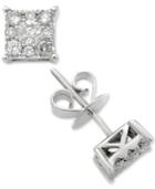 Diamond Cluster Square Stud Earrings (1/2 Ct. T.w.) In 14k White Gold