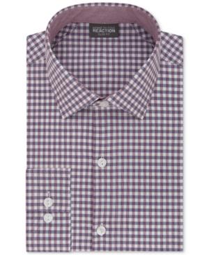 Kenneth Cole Reaction Men's Tall Slim-fit Techni-cole Stretch Performance Gingham Dress Shirt