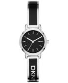 Dkny Women's Soho Black Enamel And Stainless Steel Half-bangle Bracelet Watch 24mm Ny2357