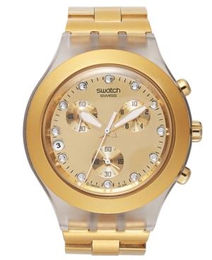 Swatch Watch, Unisex Swiss Chronograph Full-blooded Gold-tone Aluminum Bracelet 43mm Svck4032g