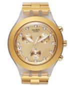 Swatch Watch, Unisex Swiss Chronograph Full-blooded Gold-tone Aluminum Bracelet 43mm Svck4032g