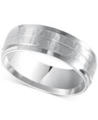 Men's Hammered Comfort Fit Wedding Band In 14k White Gold