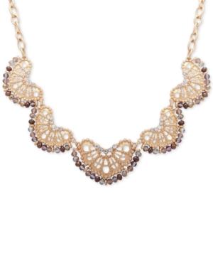 Lonna & Lilly Gold-tone Pave Beaded Filigree Statement Necklace