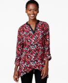Ny Collection Tab-sleeve Printed Blouse