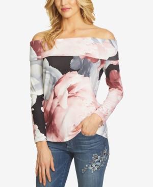 Cece Printed Off-the-shoulder Top