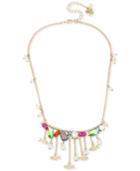Betsey Johnson Gold-tone Multi-stone Fish Statement Necklace, 15-1/2 + 3 Extender