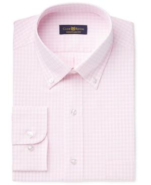 Club Room Men's Classic/regular Fit Pale Pink Gingham Dress Shirt, Only At Macy's