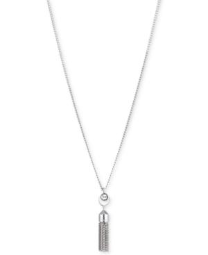 Dkny Logo Crystal Tassel Pendant Necklace, Created For Macy's