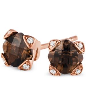 Le Vian Chocolate Quartz (9/10 Ct. T.w.) & Diamond Accent Stud Earrings In 14k Rose Gold