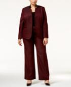 Tahari Asl Plus Size One-button Herringbone Pantsuit