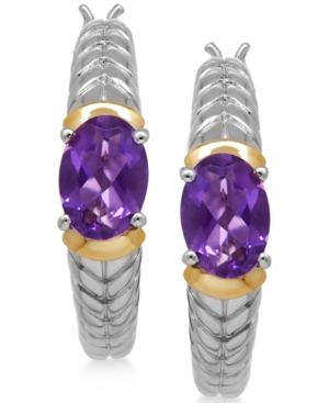Amethyst (1-5/8 Ct. T.w.) Oval Hoop Earrings In 14k Gold And Sterling Silver
