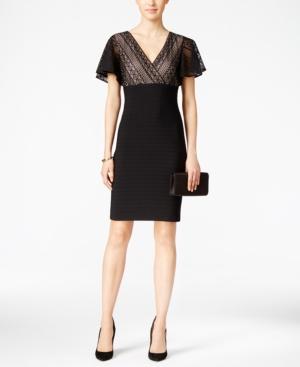Jessica Simpson Banded Illusion-lace Sheath Dress