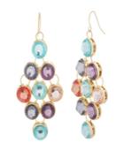 Catherine Malandrino Women's Multicolored Rhinestone Yellow Gold-tone Dangling-style Earrings