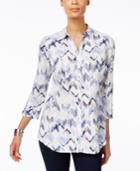 Jm Collection Petite Printed Shirt, Only At Macy's