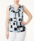 Calvin Klein Plus Size Abstract-print Drape-neck Shell