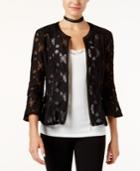 Inc International Concepts Faux Leather-trim Mesh Illusion Jacket, Only At Macy's