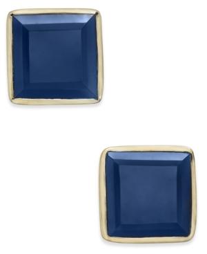 Paul & Pitu Naturally Gold-tone Square Stone Stud Earrings