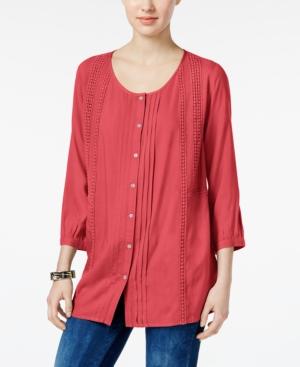 Jm Collection Petite Embroidered Top, Created For Macy's