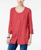Jm Collection Petite Embroidered Top, Created For Macy's