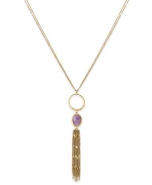 Kate Spade New York Gold-tone Stone And Tassel Lariat Necklace