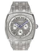 Bulova Men's Crystal Accented Silver-tone Bracelet Watch 96c002