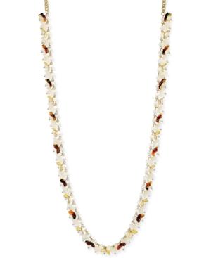 Charter Club Gold-tone White And Brown Beaded Long Statement Necklace, Only At Macy's