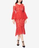Fame And Partners Cold-shoulder Lace Peplum Dress