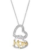 Diamond Interlocking Mom Heart Pendant Necklace In 18k Gold Over Sterling Silver (1/10 Ct. T.w.)