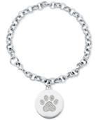 Diamond Accent Paw Charm Bracelet In Silver-plated Bronze