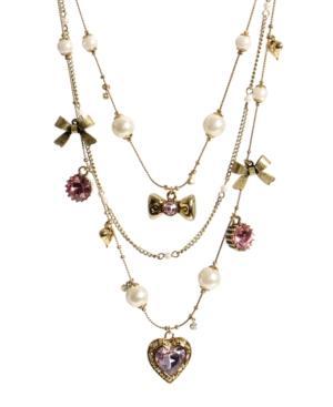 Betsey Johnson Pink Crystal Illusion Necklace