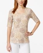 Karen Scott Printed V-neck Top, Only At Macy's