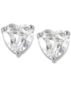 Betsey Johnson Silver-tone Clear Crystal Heart Stud Earrings