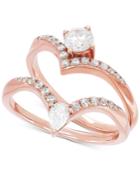 Diamond Two-stone Bridal Set (3/4 Ct. T.w.) In 14k Rose Gold